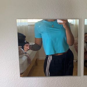forever 21 light blue short sleeve blouse